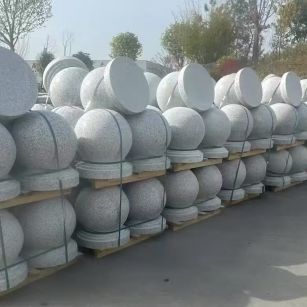 北海 白麻花岗岩石材圆球，石球，挡车球，隔离球，景观石球，风水球等