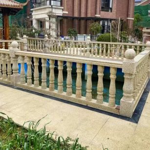 北海黄金麻花岗岩石材栏杆，扶手，将军柱，花瓶柱