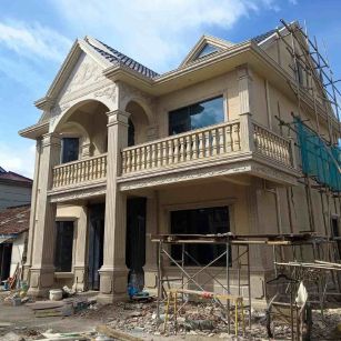 北海 黄金麻花岗岩石材私人别墅雕花门楼柱阳台栏杆