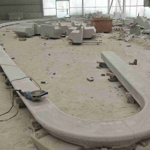 北海 芝麻白花岗岩弧形花坛石，坐凳石