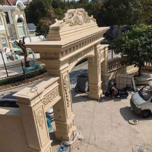 北海 黄金麻荔枝面花岗岩别墅门楼