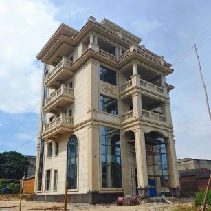 北海 黄金麻花岗岩石材别墅外墙干挂搭配（雕花栏杆花瓶柱门楼罗马柱）