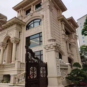 北海 黄金麻花岗岩别墅外墙干挂效果展示