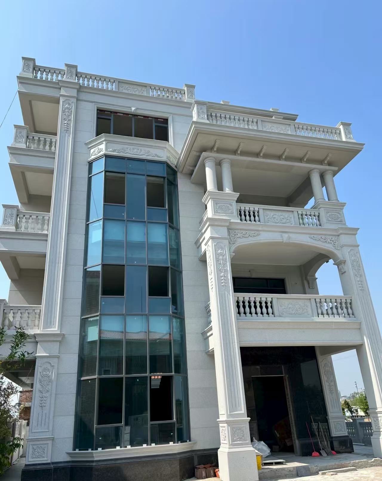 北海 白麻花岗岩别墅外墙干挂效果展示