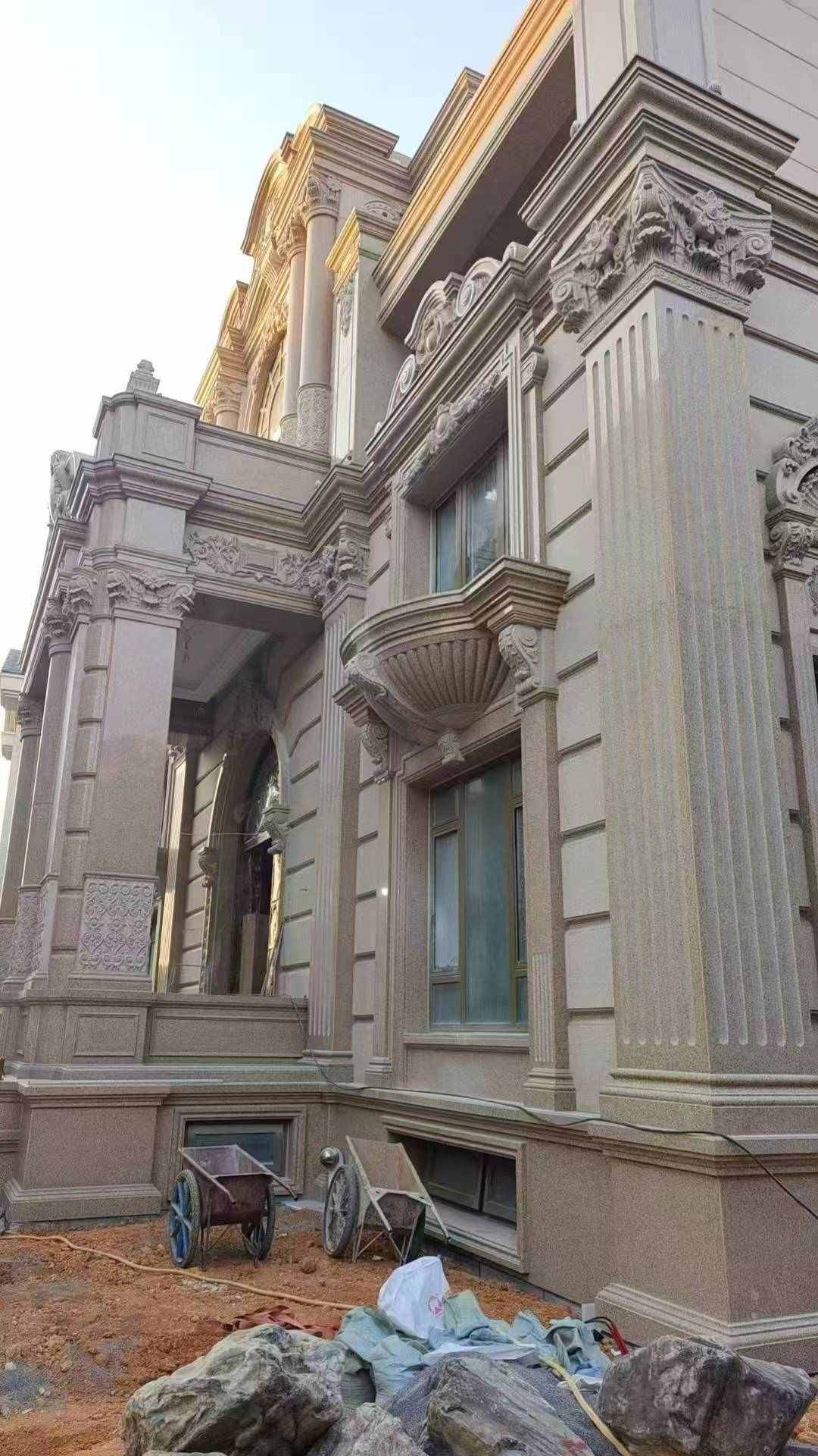 北海 黄金麻花岗岩光面别墅外墙干挂施工完成